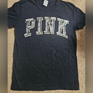 PINK VS Bling Sequin Spellout Oversized Tee